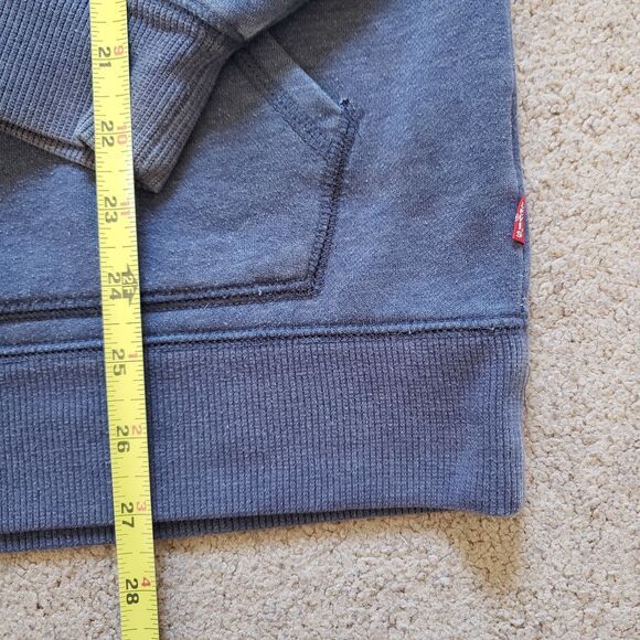 Levi's Classic Distressed Logo Size Small Mens Heatherd Blue Hoodie Pullover - Picture 6 of 8
